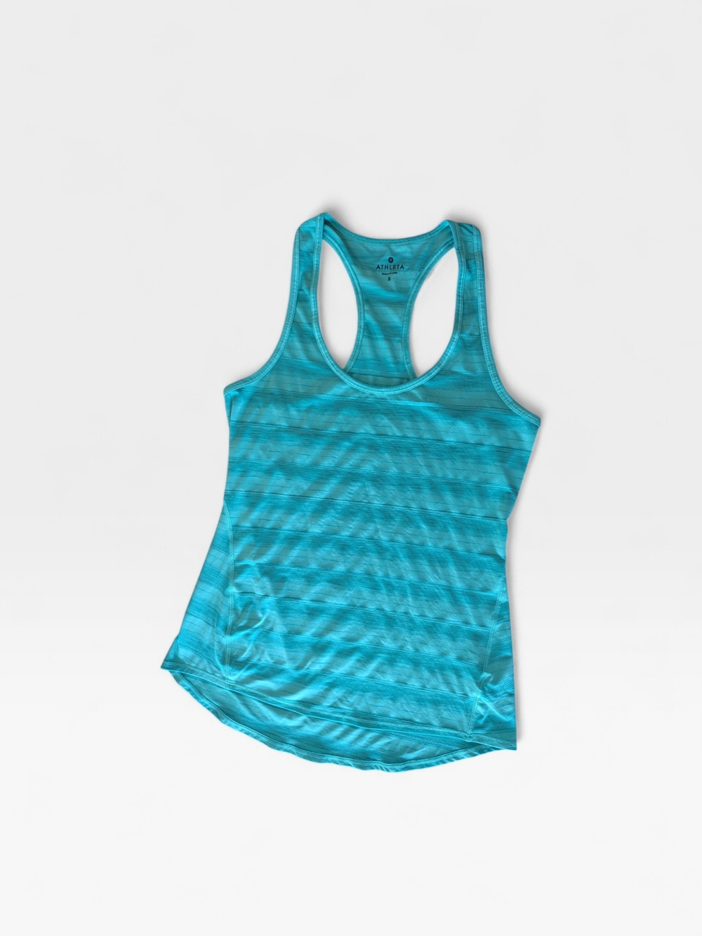 Athleta Size Small Turquoise Striped Racerback Tank